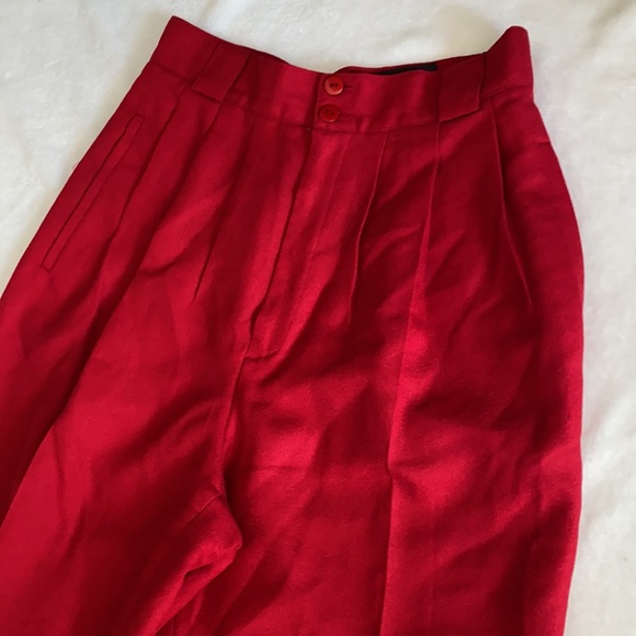 {VTG} Giorgio Sant' Angelo | 100% Pure Wool Pleated High Waisted Pants Red (6) - Picture 5 of 16